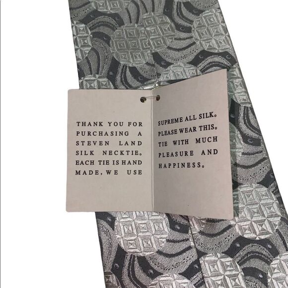 STEVENLAND Mens Geometric Silk Tie - Picture 3 of 5